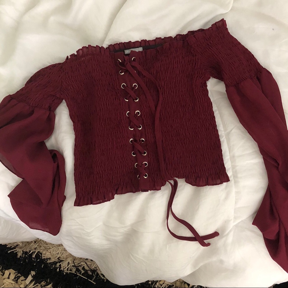 Lace Up Off the Shoulder Top